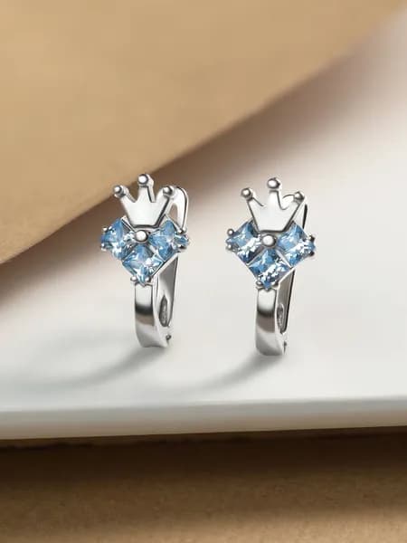 Детские серьги корона серебро 925 с фианитами