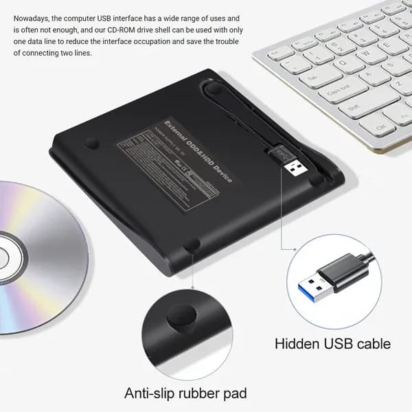 Внешний корпус для DVD/CD-ROM-привода с интерфейсом USB 3.0 и разъёмом SATA