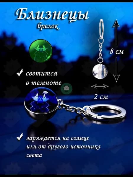 Брелок для ключей знак зодиака Близнецы синий