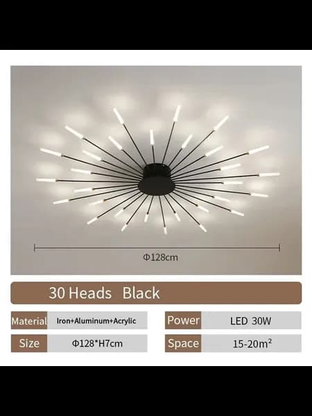 Потолочный светильник LED 30 головок черный 128см