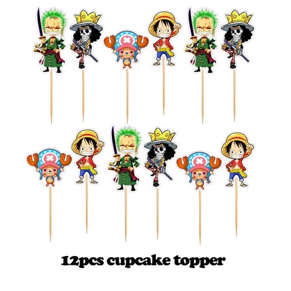 Приятные принадлежности для вечеринки на тему "One Piece" для дружбы и празднования, 12 шт. - маленькие топперы для капкейков