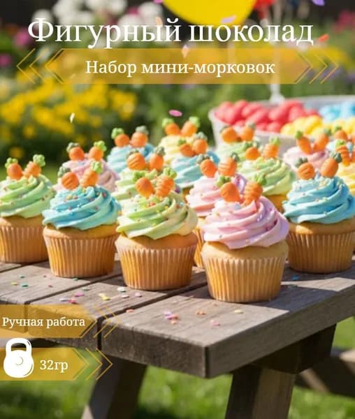 Фигурный шоколад мини-морковки, декор (21шт)