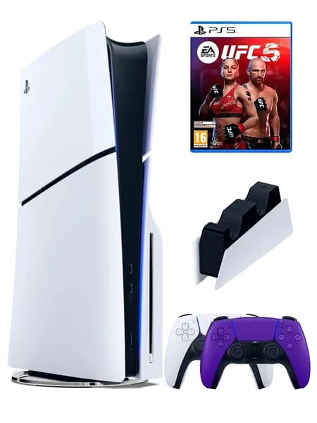 Игровая приставка Sony PlayStation 5 Slim +2-й геймпад(голубой)+зарядное+UFC5