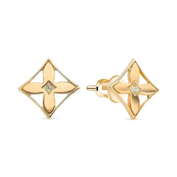 Серьги женские с фианитами серебро 925 пробы 585GOLD