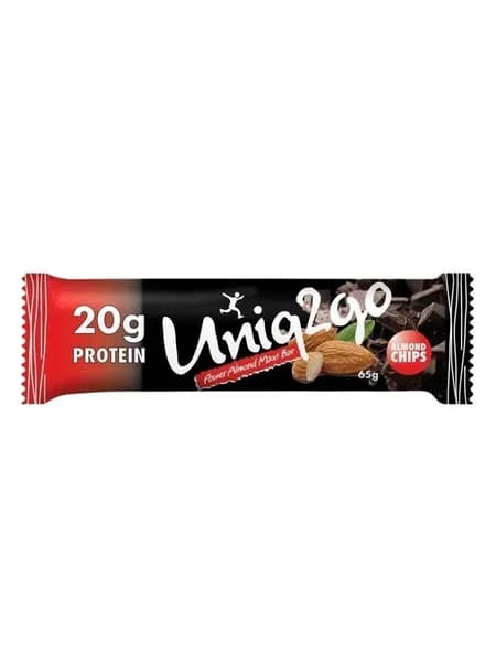 Протеиновый батончик Uniq2go Power Maxi с миндалем, 65 г, 20 г белка, без добавленного сахара
