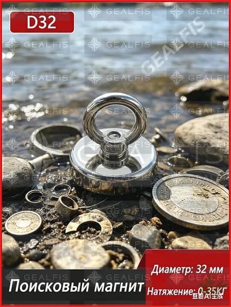 Тяжелый 32 - мм магнитный детектор; Тяга 35 кг(32,1,35,серебристый)