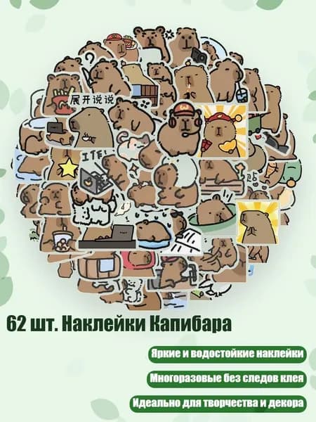 62 шт. Наклейки Капибара