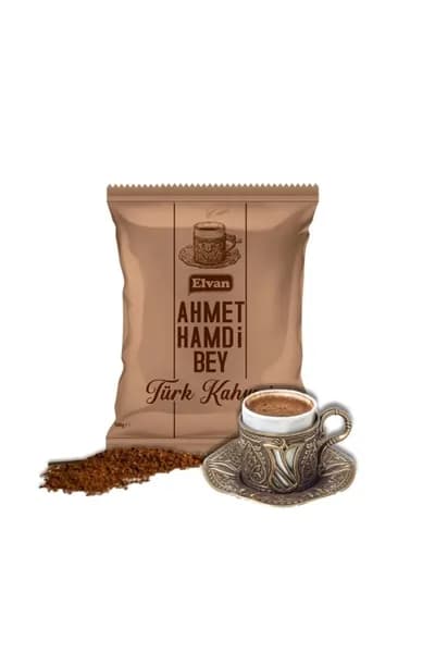 Elvan Ahmet Hamdi Bey Турецкий молотый кофе, 100 грамм. Классический вкус и насыщенный аромат, для приготовления в турке. Традиционный напиток, из отборных зерен, для бодрого утра.