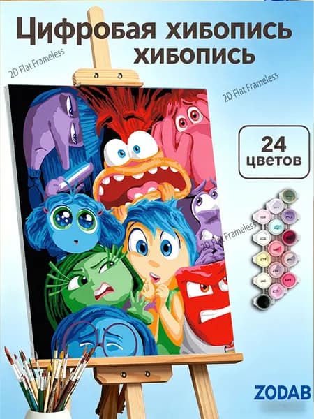 Картина по номерам Головоломка: персонажи Радость, Грусть, Гнев , 30X40 см, мультяшный декор для дома, яркое украшение