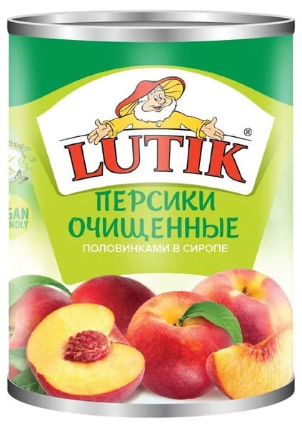 Персики Lutik половинки очищенные в сиропе 425 мл