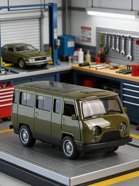 Российский УАЗ-452 Модель автомобиля из сплава, русский зеленый Waz, украшение