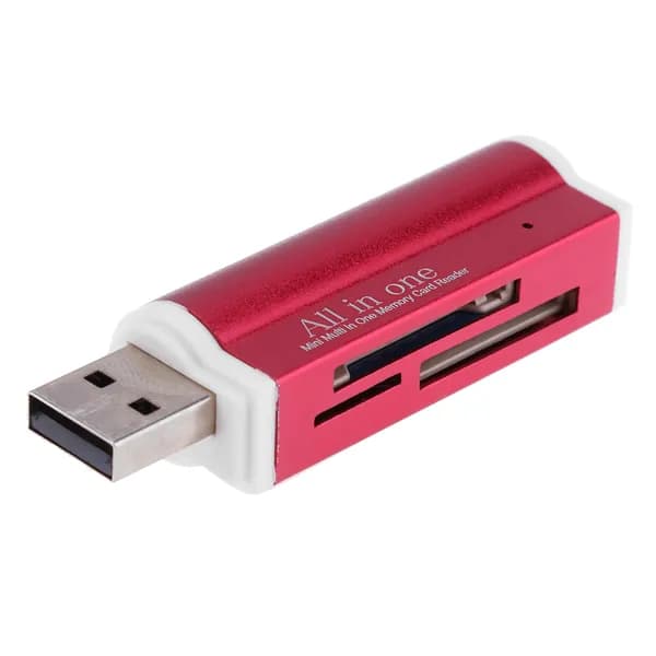 USB 2.0 четырёхслотовый кард-ридер из алюминия для карт SD, microSD, Memory Stick и M2