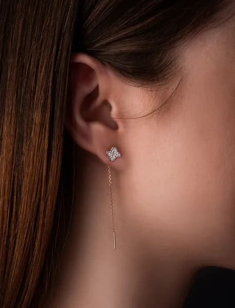 Серьги-продёвки Костромской Ювелирный Завод из Золота 585 пробы С фианитами