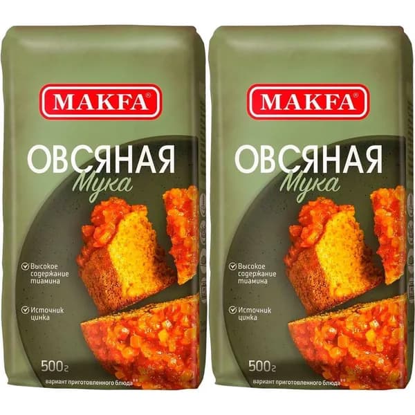 Мука Makfa овсяная 500 г, набор: 2 штуки