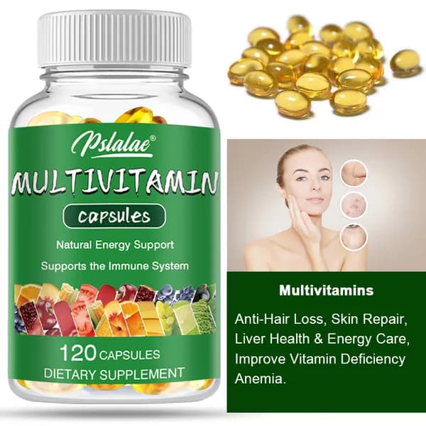 Пищевая добавка Pslalae Multivitamin - восполняет дефицит витаминов, борется с выпадением волос, способствует восстановлению кожи, улучшает здоровье печени и поддерживает энергетический уровень.
