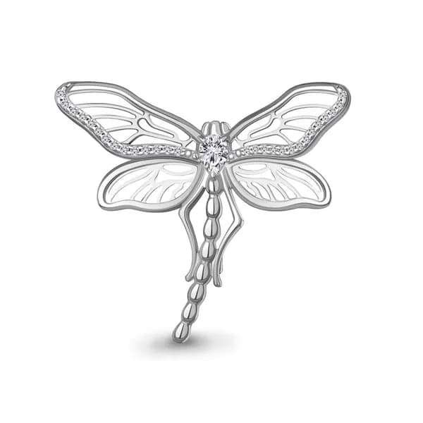 Серебряная брошь DIAMANT-ONLINE с фианитом 925 пробы