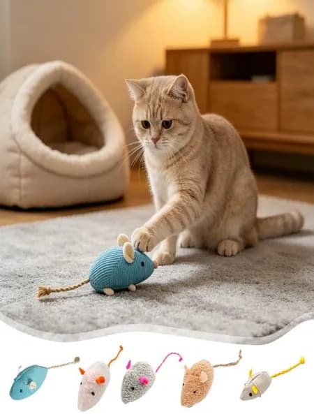 Игрушка для кошек со звуком, интерактивная мышка пищалка с кошачьей мятой