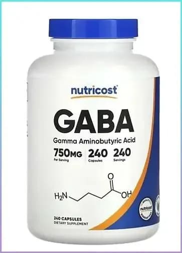 ГАМК - гамма-аминомасляная кислота, GABA, 750 мг, 240 капсул ,Nutricost (США)-