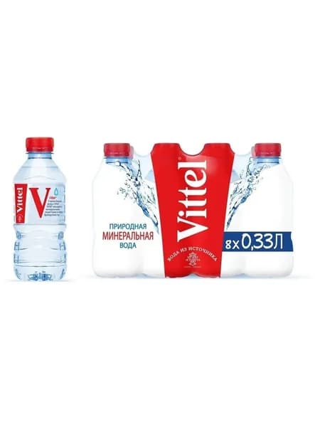 Минеральная вода Vittel (Виттель) 0,33 л х 8 шт, негазированная, пэт