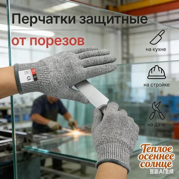 Перчатки защитные от порезов, многоцелевые рабочие перчатки для кухни и производства, комплект 2 пары