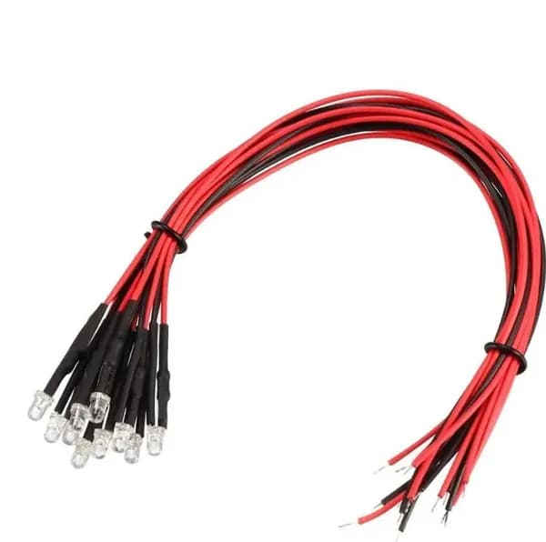 Предварительно подключенные светодиоды 12V комплект 10 штук диаметр 3мм