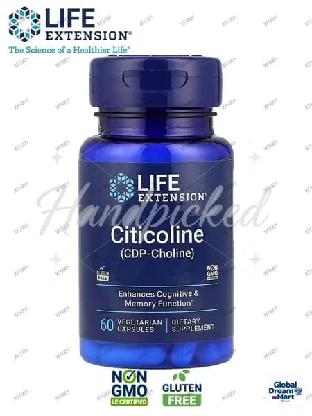 Life Extension, Citicoline, Холин (CDP Choline), 60 вегетарианских капсул (по 250 мг каждая)