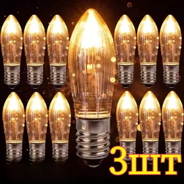 Лампочка, Цоколь:LED, E10, 0.2 Вт, Светодиодная, 3 шт.