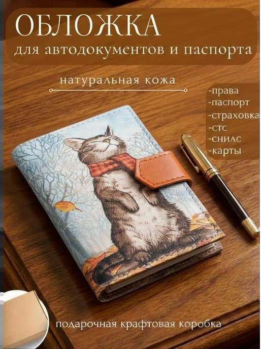 Обложка для автодокументов и паспорта кожаная