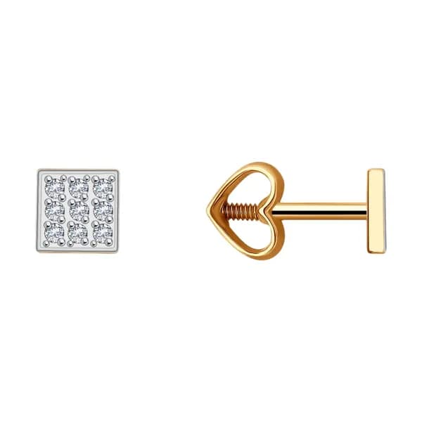 Золотые серьги DIAMANT-ONLINE с фианитом 585 пробы