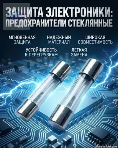 Стекло предохранителя T8AL250V 8A 5x20мм для микроволновых печей Midea, 2 шт.