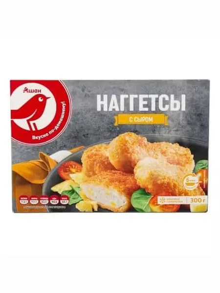 Наггетсы куриные АШАН Красная птица с сыром замороженные 300 г
