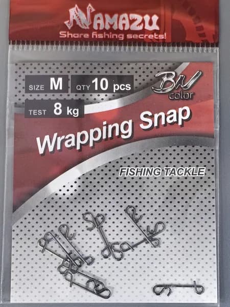 Безузловая застежка Namazu WRAPPING SNAP, цв. BN, р. M, test-8 кг (уп.10 шт)