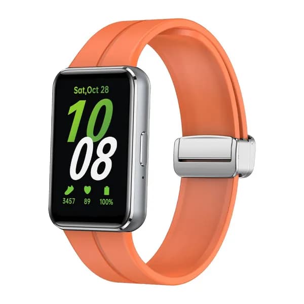 Заменяемый силиконовый ремешок для Samsung Galaxy Fit 3 с магнитной складной застёжкой из нержавеющей стали, оранжевый