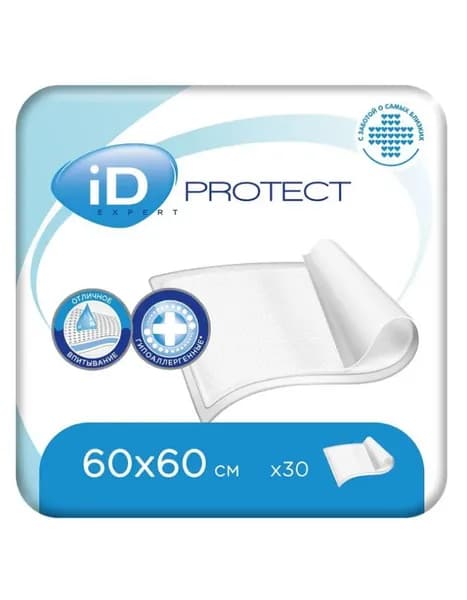 Пеленки одноразовые 60х60 впитывающие Эксперт iD Protect Expert, 30 шт для детей, для взрослых, для животных