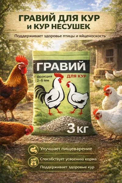Гравий для кур фракция 2-6 мм 3шт по 1кг