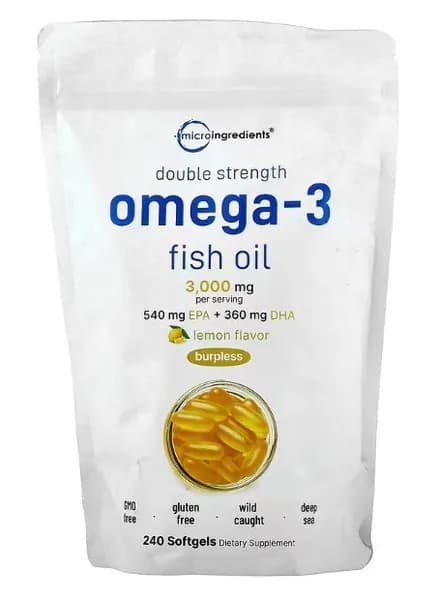 Micro Ingredients, рыбий жир с омега-3, лимон, 240 капсул (1000 мг в 1 капсуле)