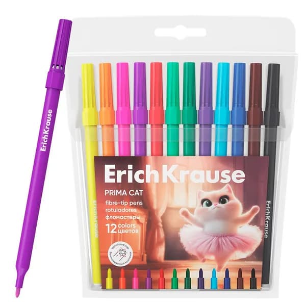 Фломастеры Erich Krause 12 цветов prima cat, 65028