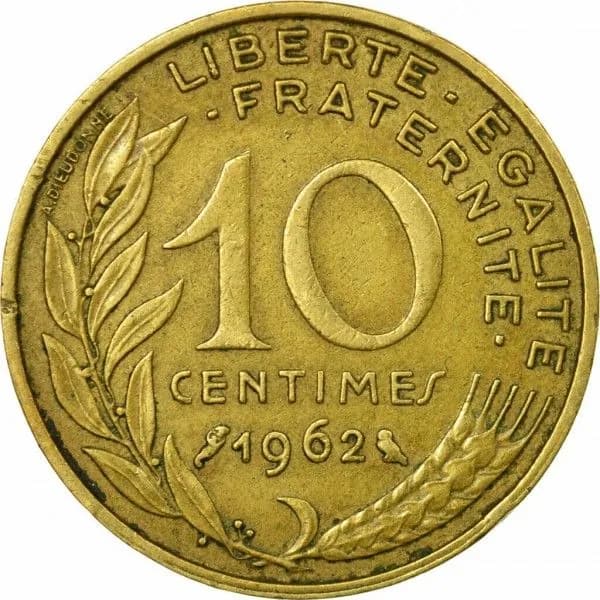 10 сантимов, 1962 год. Франция