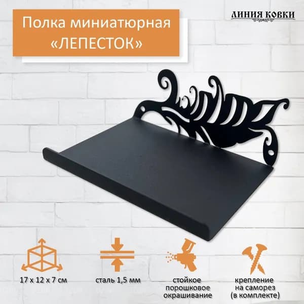 Полка Настенная Прямая, 17х12х7 см, 1 шт.