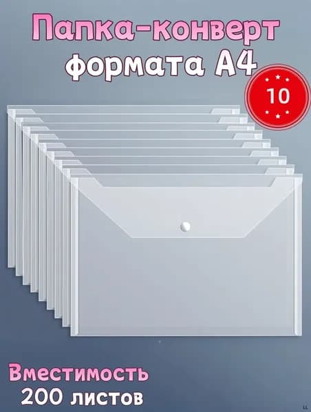 Папка-конверт A4, 10 шт.