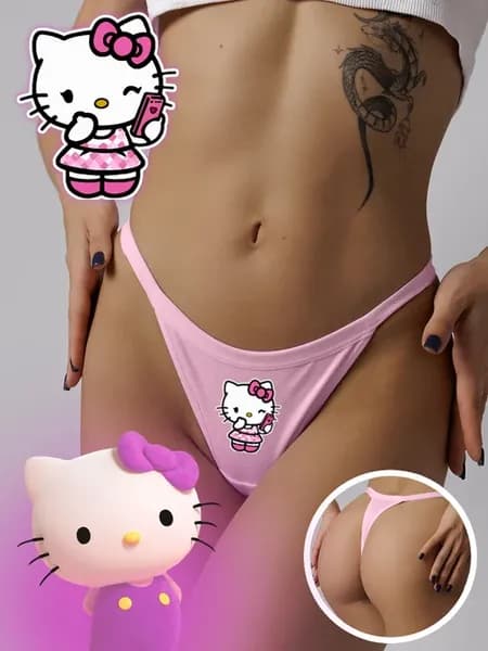 Трусы, стринги с принтом hello kitty
