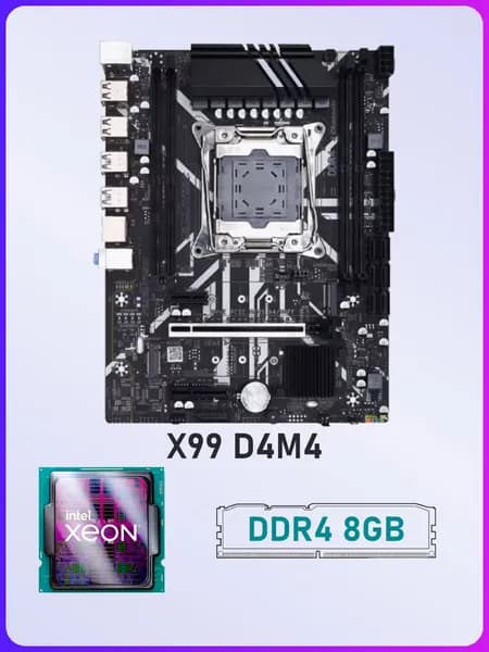 Atermiter X99D4M4 + процессор E5-2620 v3 6 ядер 12 потоков + оперативная память DDR4 8Gb готовый комплект, LGA 2011-3, DDR4, Материнская плата