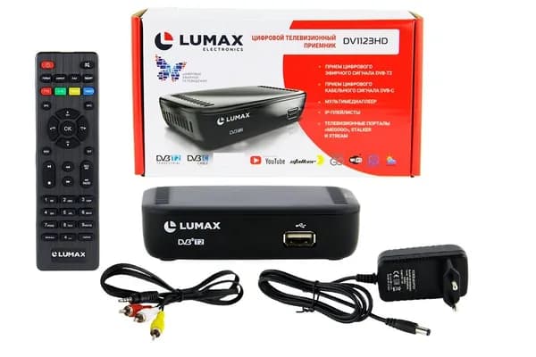 Цифровая ТВ приставка для DVB/T2, поддержка DVB-С, бесплатно от 20 каналов, тв тюнер, медиаплеер, IPtv, SuperCast LUMAX
