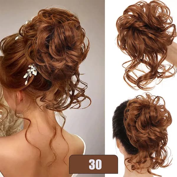 Кудрявый пучок вьющихся волос Tousled Updo Эластичная лента для волос Scrunchie