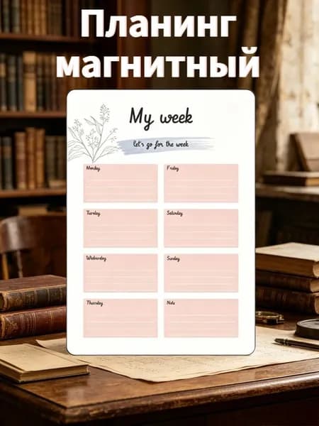 Магнитный стираемый календарь-планнер для холодильника с доской для заметок, 1 шт