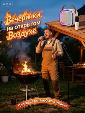 Детская караоке колонка с двумя беспроводными микрофонами, RGB-подсветка, безопасный корпус как подарок на детский праздник и Новый год