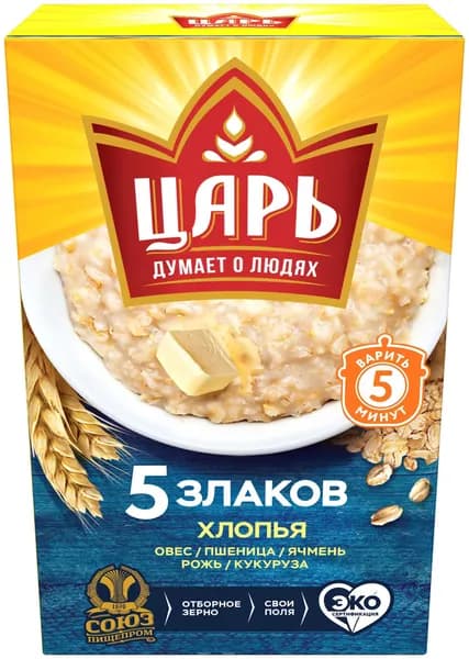 Хлопья ЦАРЬ 5 злаков, 400 г