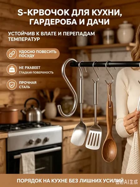 Металлический S-крючок, эргономичный, без заусенцев, удобно вешать сумки, шарфы, одежду, для балкона и шкафа, 1 шт, серебристый