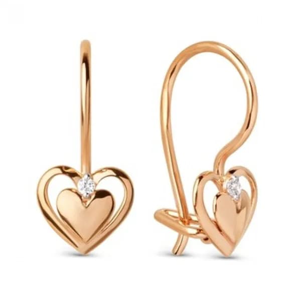 Серьги детские с фианитом из золота
