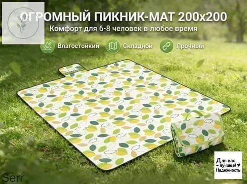 Коврик для пикника и пляжа 200200 см, складной водонепроницаемый туристический коврик, подстилка для кемпинга, дачи, палатки и отдыха на природе